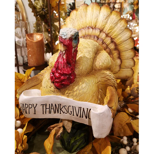 Corn Turkey "Happy Thanksgiving" Figurine, 13"