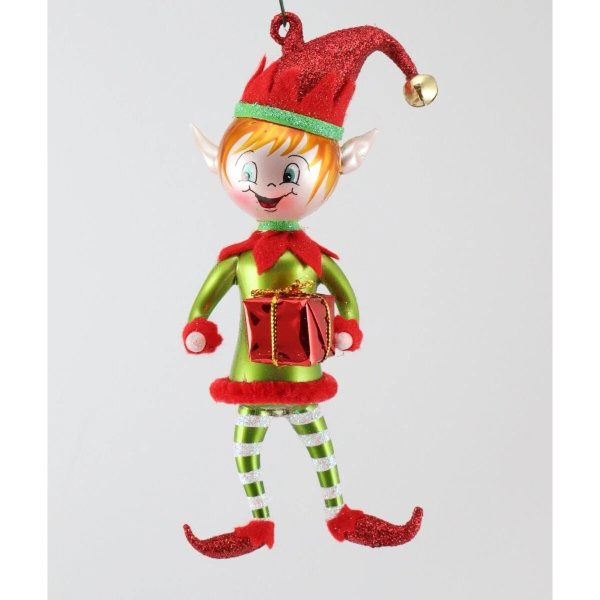 Cornelius the Gift Giver Elf Glass Ornament, 6"