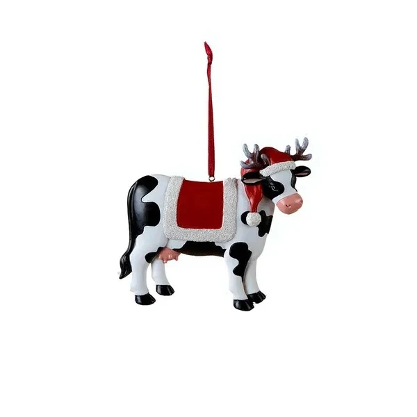 Christmas Cow Ornaments, 4-4.25" (3 styles - sold individually) - Image 4