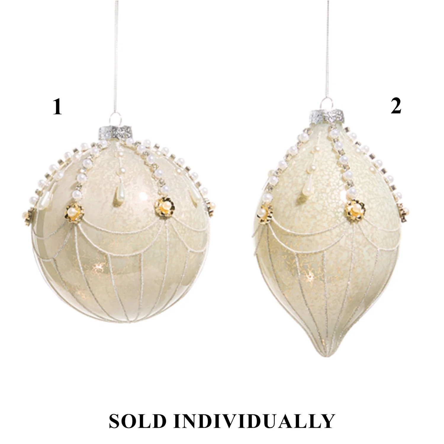Cream And Pearl Fairground Ornament, 5" (2 styles - sold individually)