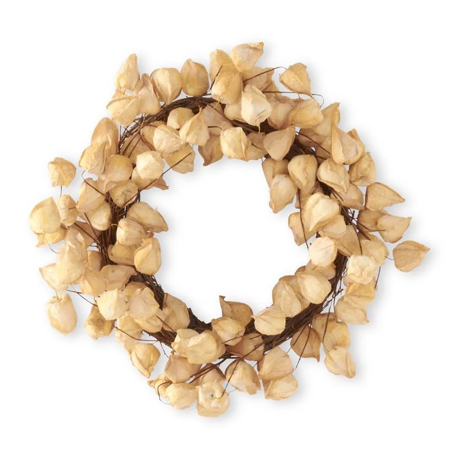 Cream Chinese Lantern Wreath, 22"