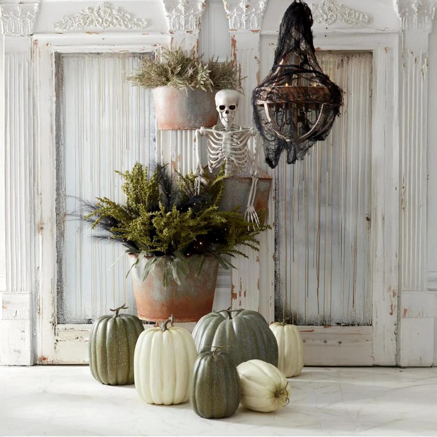 Cream & Tan Speckled Tall Pumpkin, 19" - Image 2