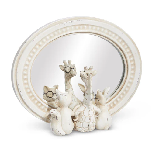 Critter Friends W/Glasses Mirrored Decor, 8.75"