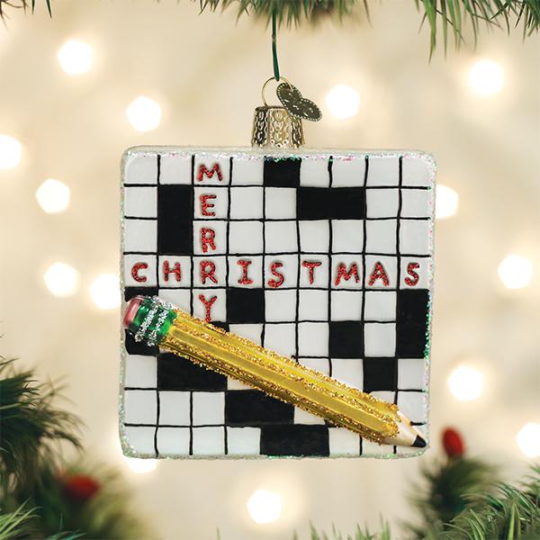Crossword Puzzle Ornament, 3.25"
