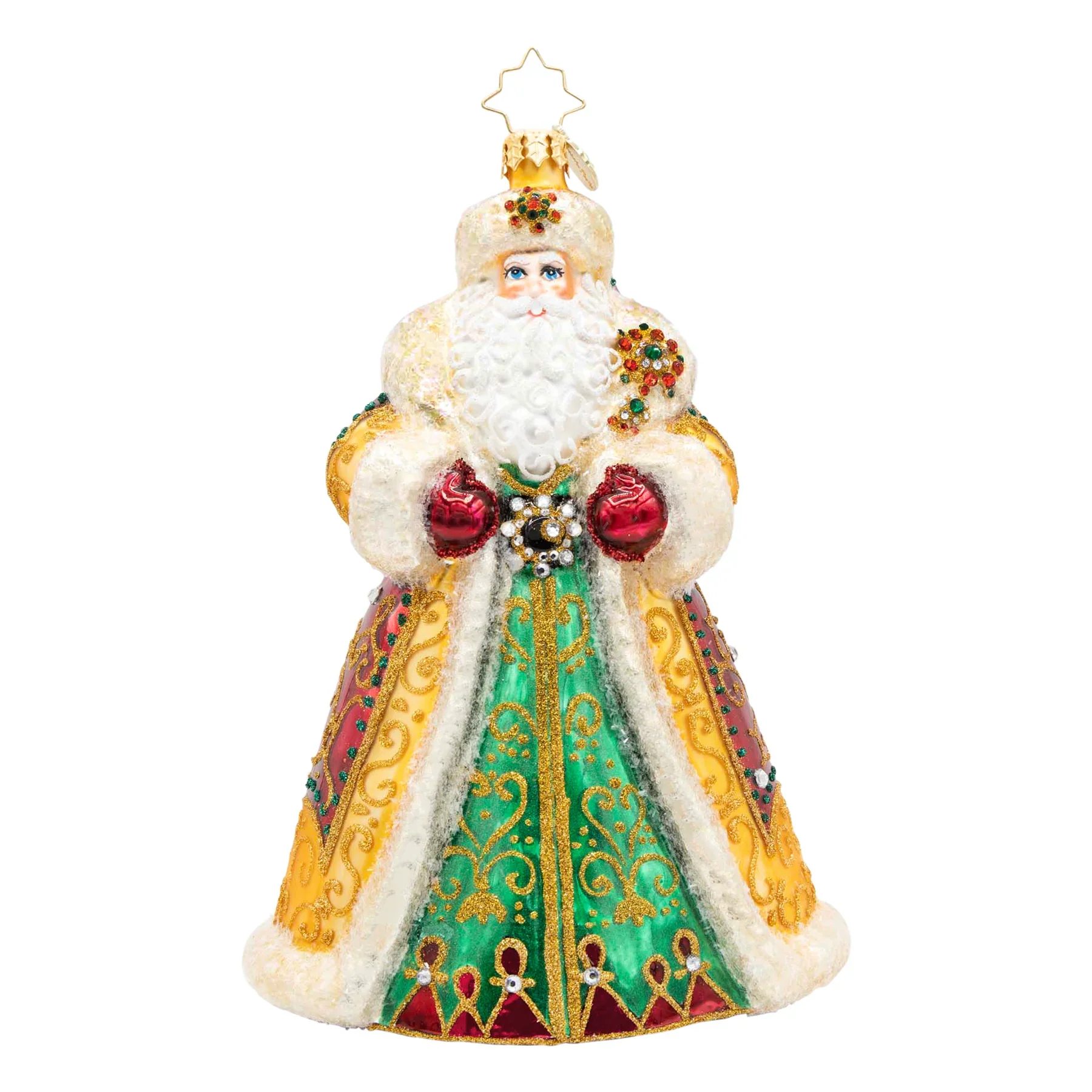Crown Of Christmas Santa Glass Ornament, 6.5" - Image 2