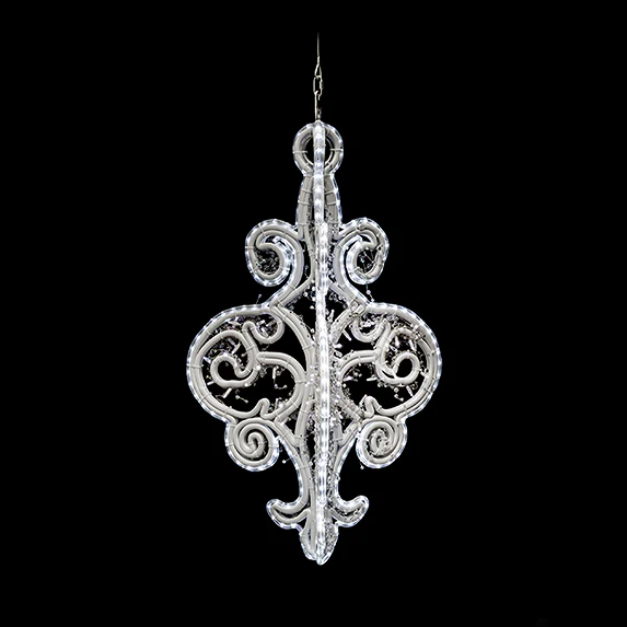 Large Crystal Chandelier, LED Lit (White), 3'11"