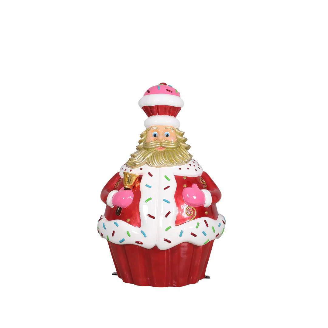 Large Fiberglass Cupcake Santa Statue, 48"
