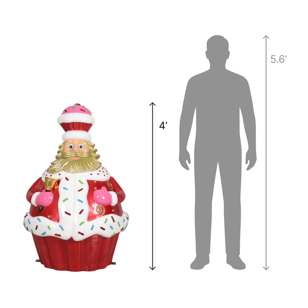 Large Fiberglass Cupcake Santa Statue, 48" - Image 2