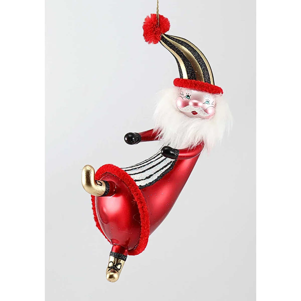 Dancing Lord Reginald Tinselton Santa Glass Ornament