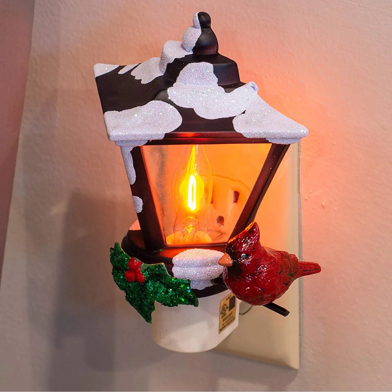 Decorative Lantern w/ Cardinal Night Light, 6" - Image 2