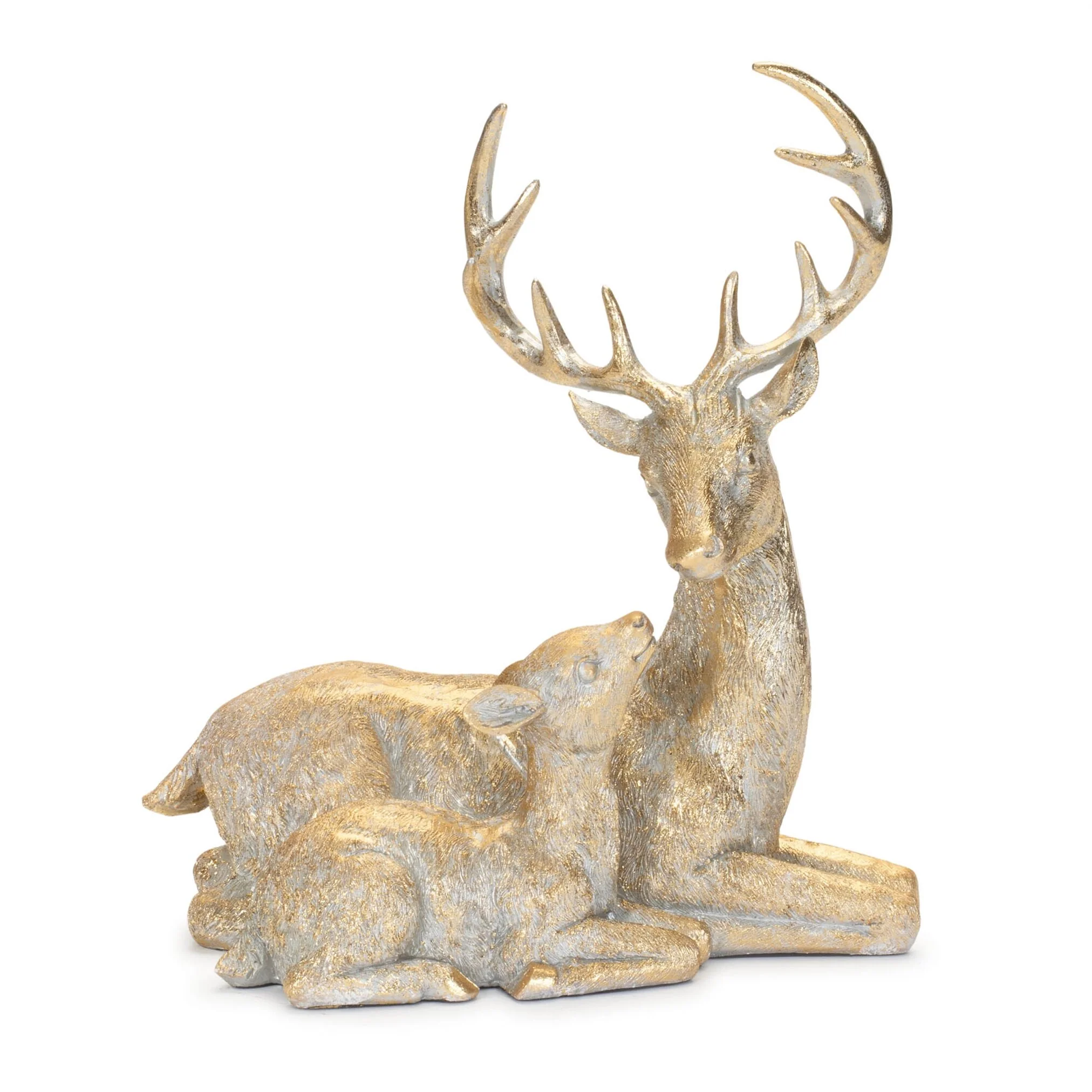 Resin Deer and Fawn Figurine, 10"