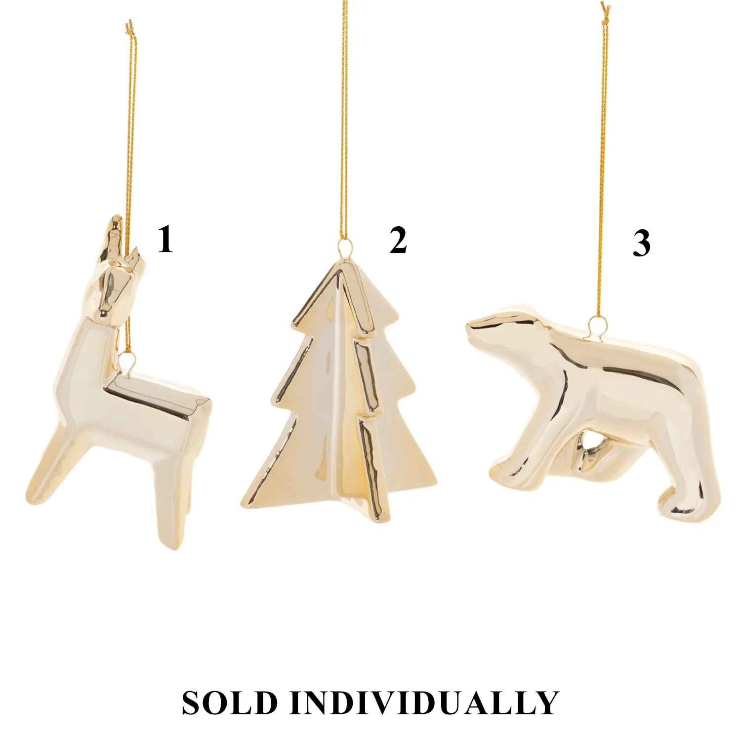 Ceramic Deer/Bear/Tree Ornament, 2 - 3.5" (3 styles - sold individually)