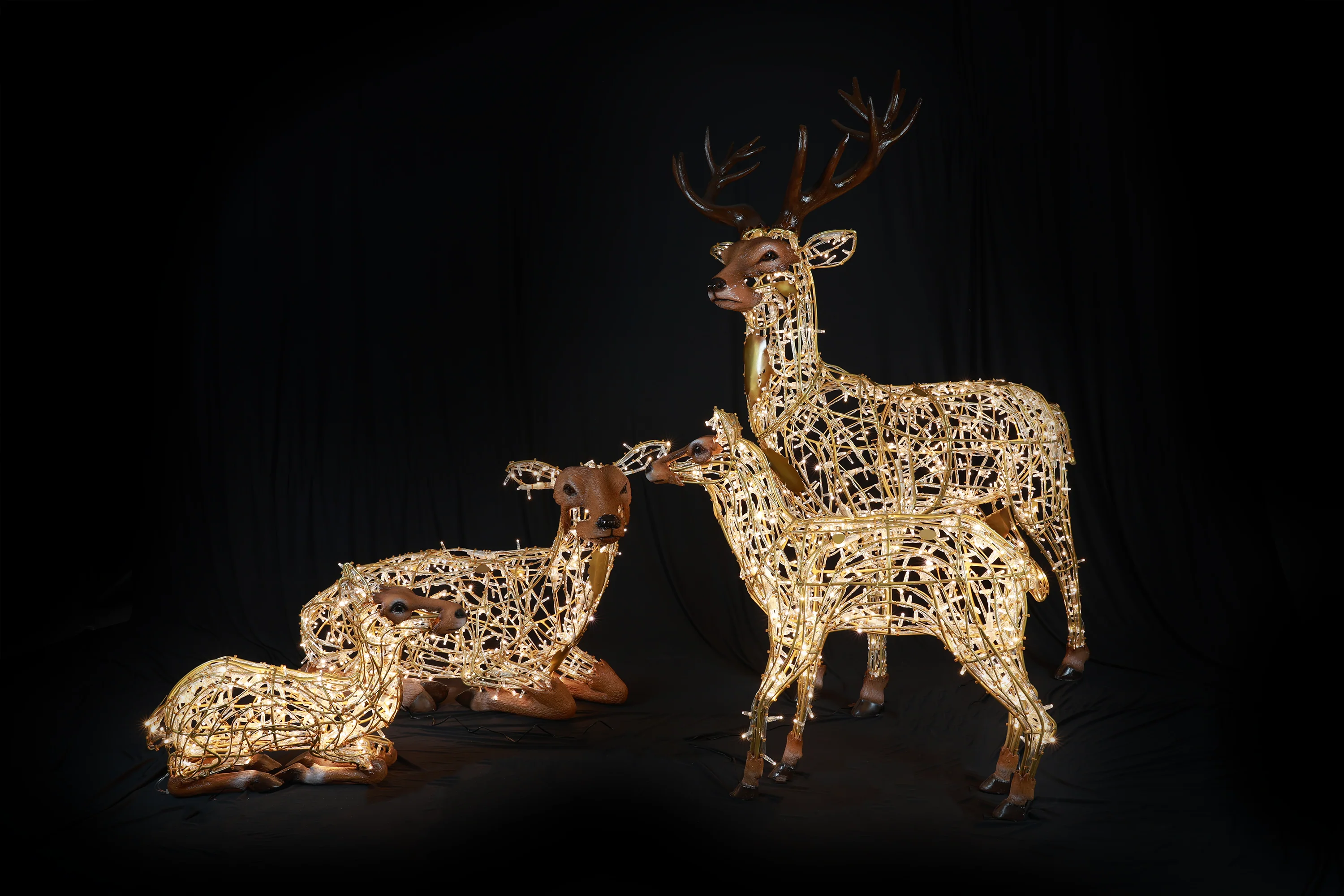 Large Laying Deer Fawn Figure, LED Lit w/Fiberglass (Warm White), 30" - Image 2