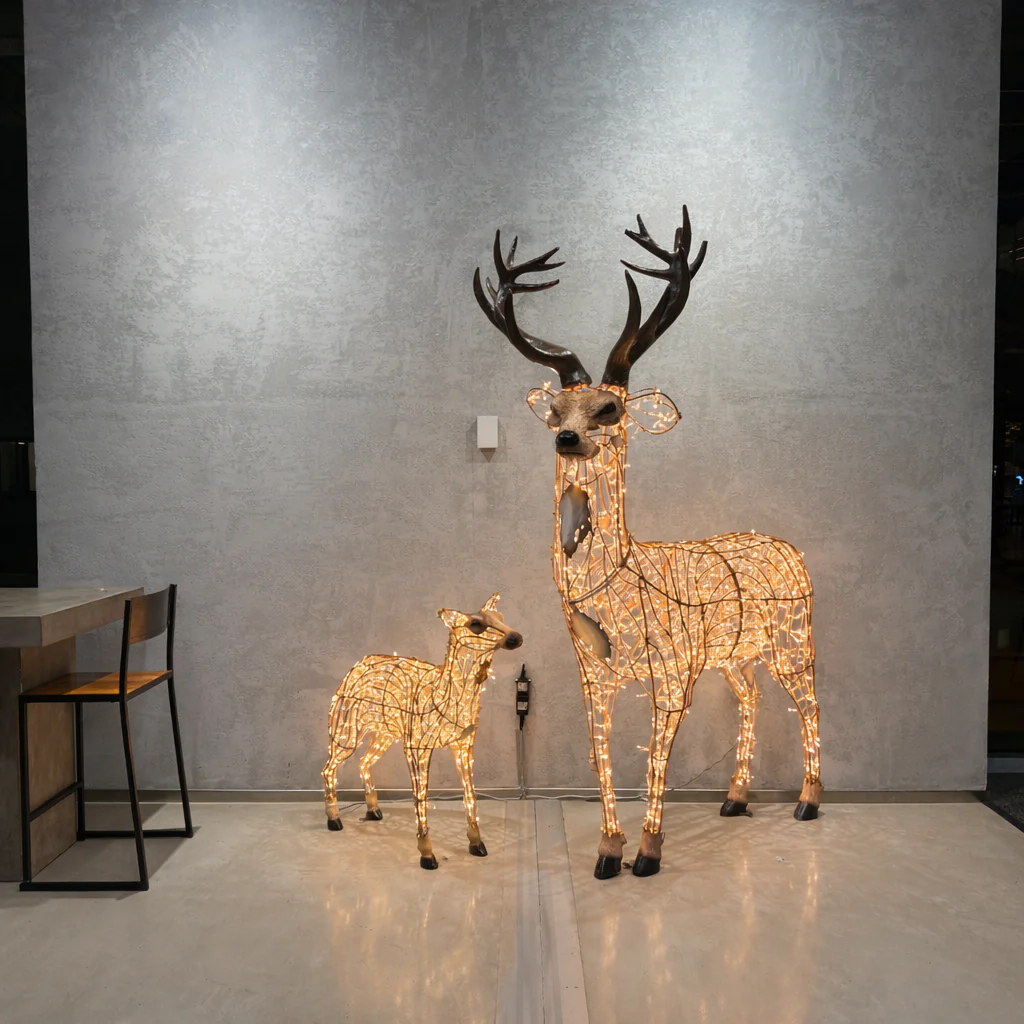 Large Deer Fawn Standing Figure, LED Lit w/Fiberglass, 43" - Image 3