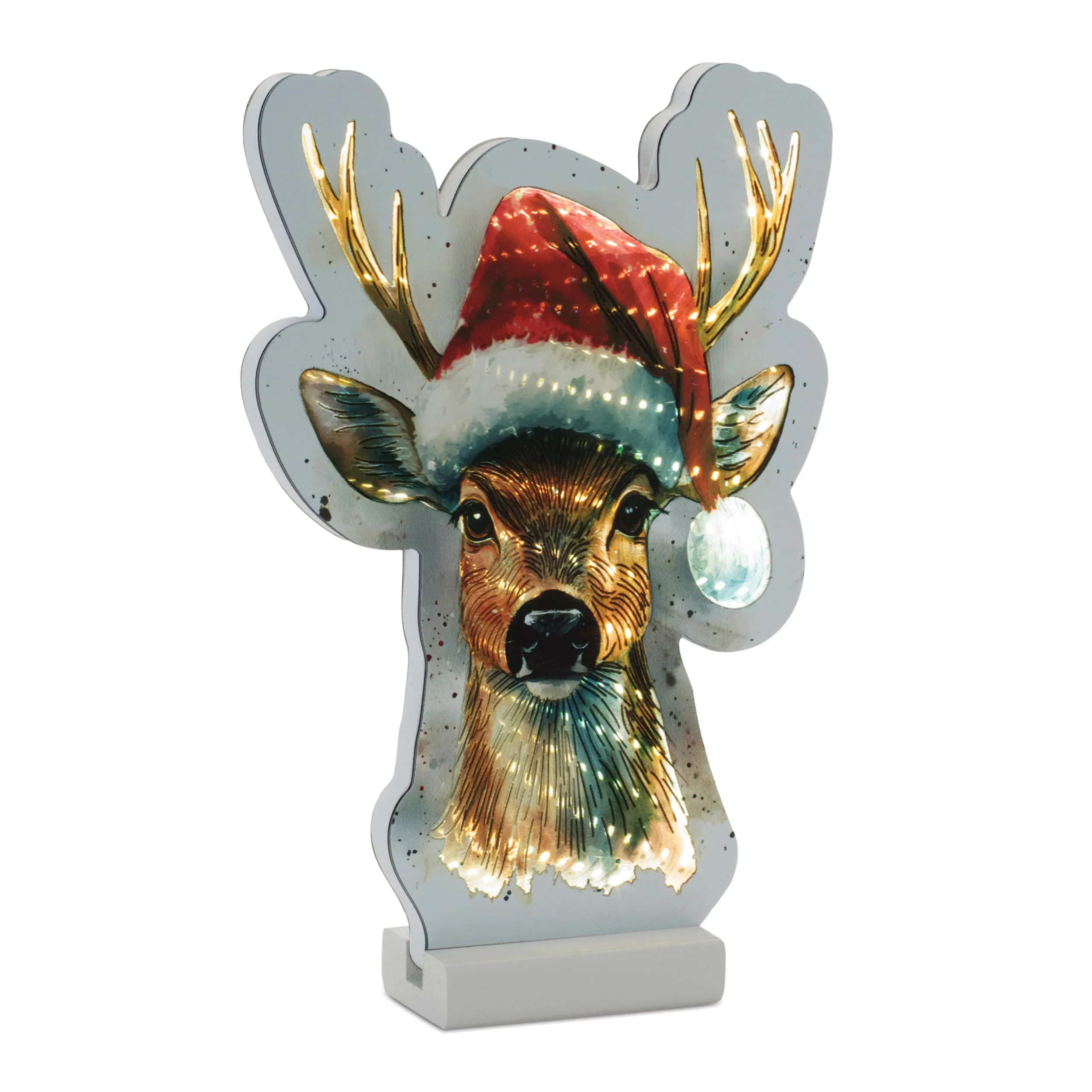 Deer w/Santa Hat Infinity Light, Acrylic w/UL Plug, 8"