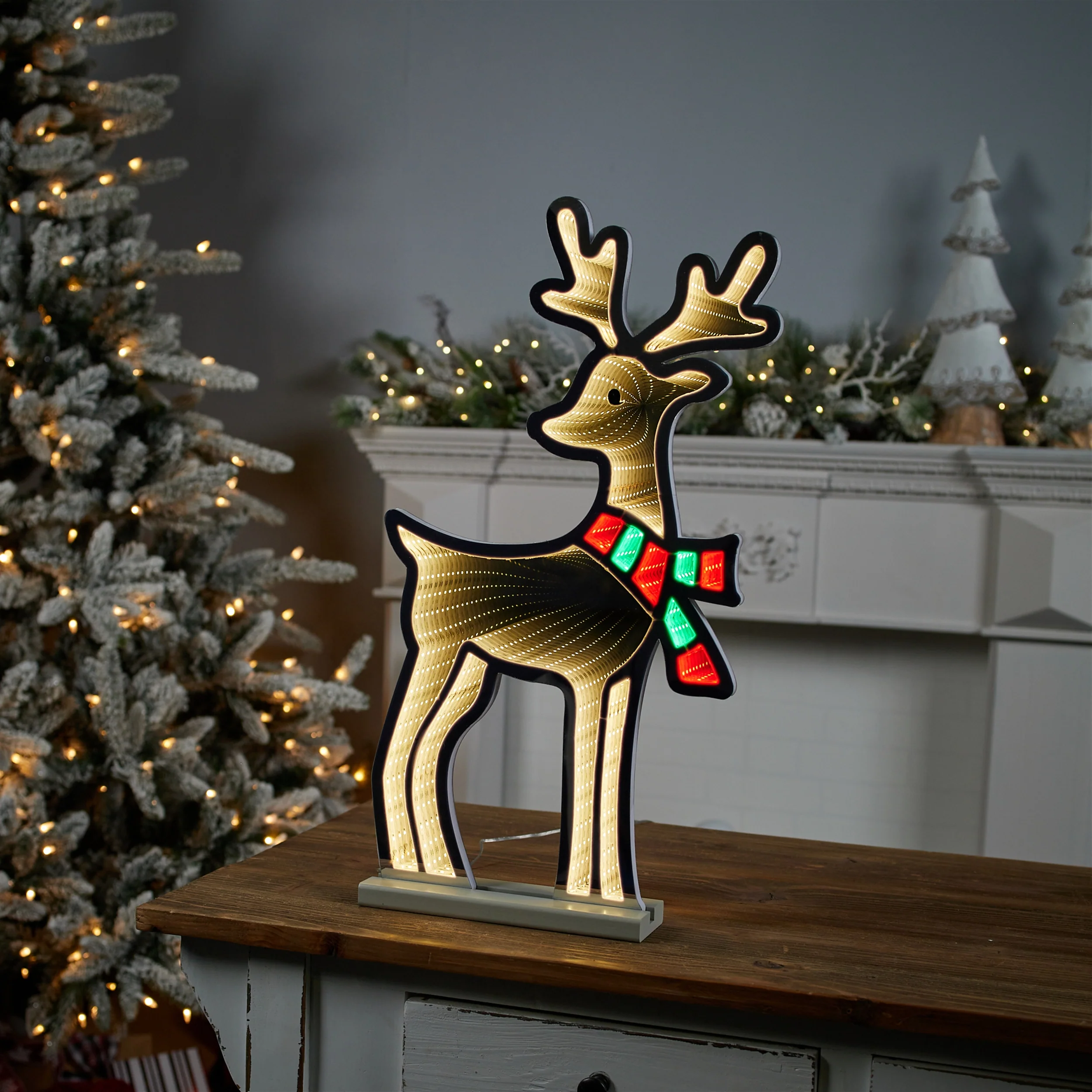 Deer w/Scarf Infinity Light, Acrylic w/UL Plug, 23.5" - Image 3