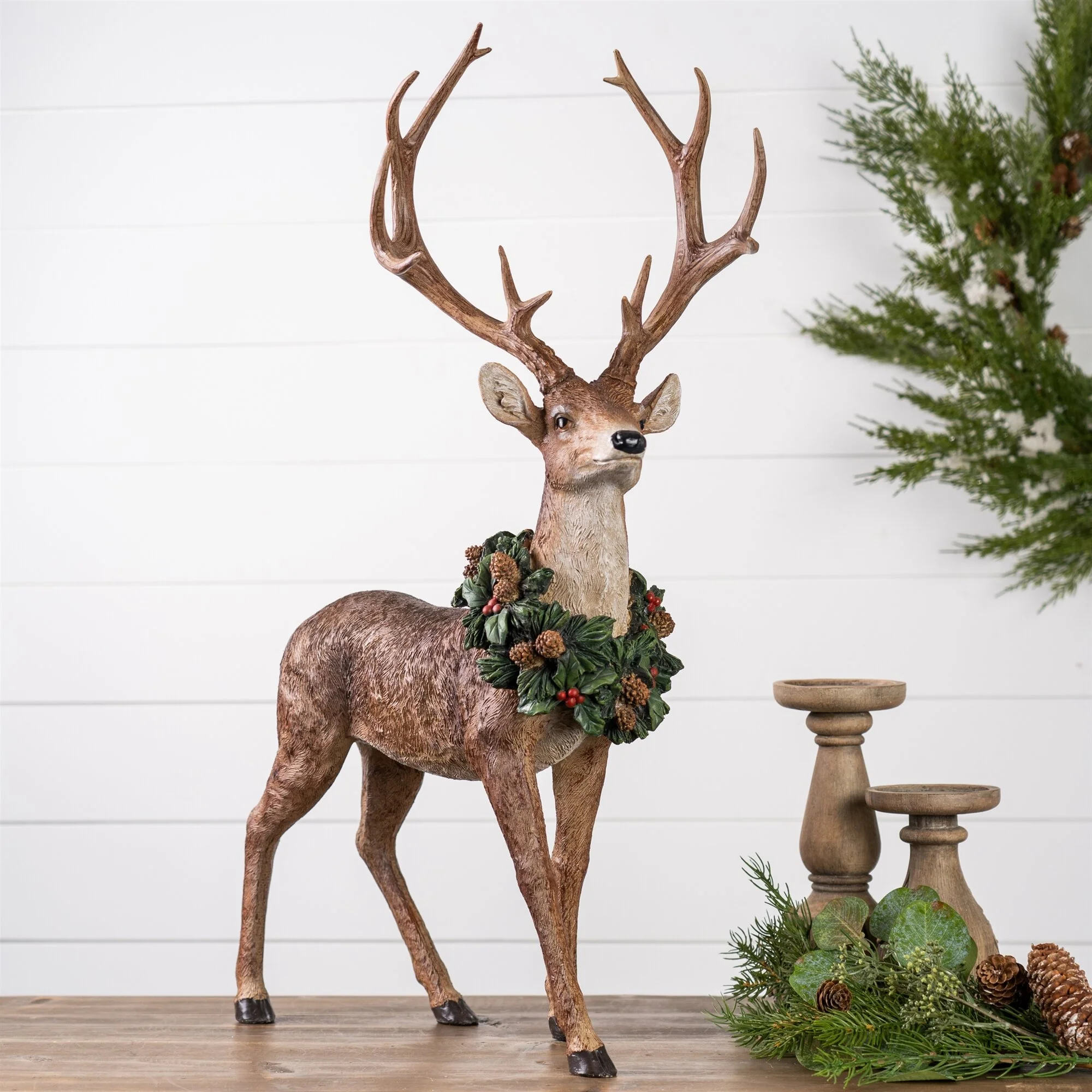 Resin Deer w/Wreath, 28" (2 styles - sold individually) - Image 4