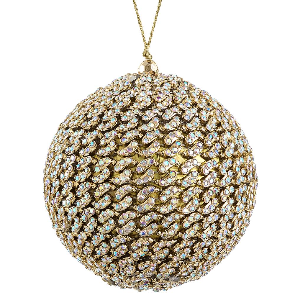 Diamond Ball Ornament, 4" (Gold)