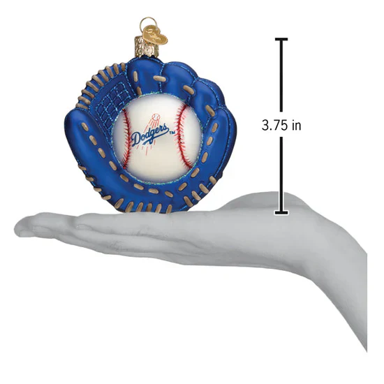 Dodgers Baseball Mitt Ornament, 3.75" - Image 4