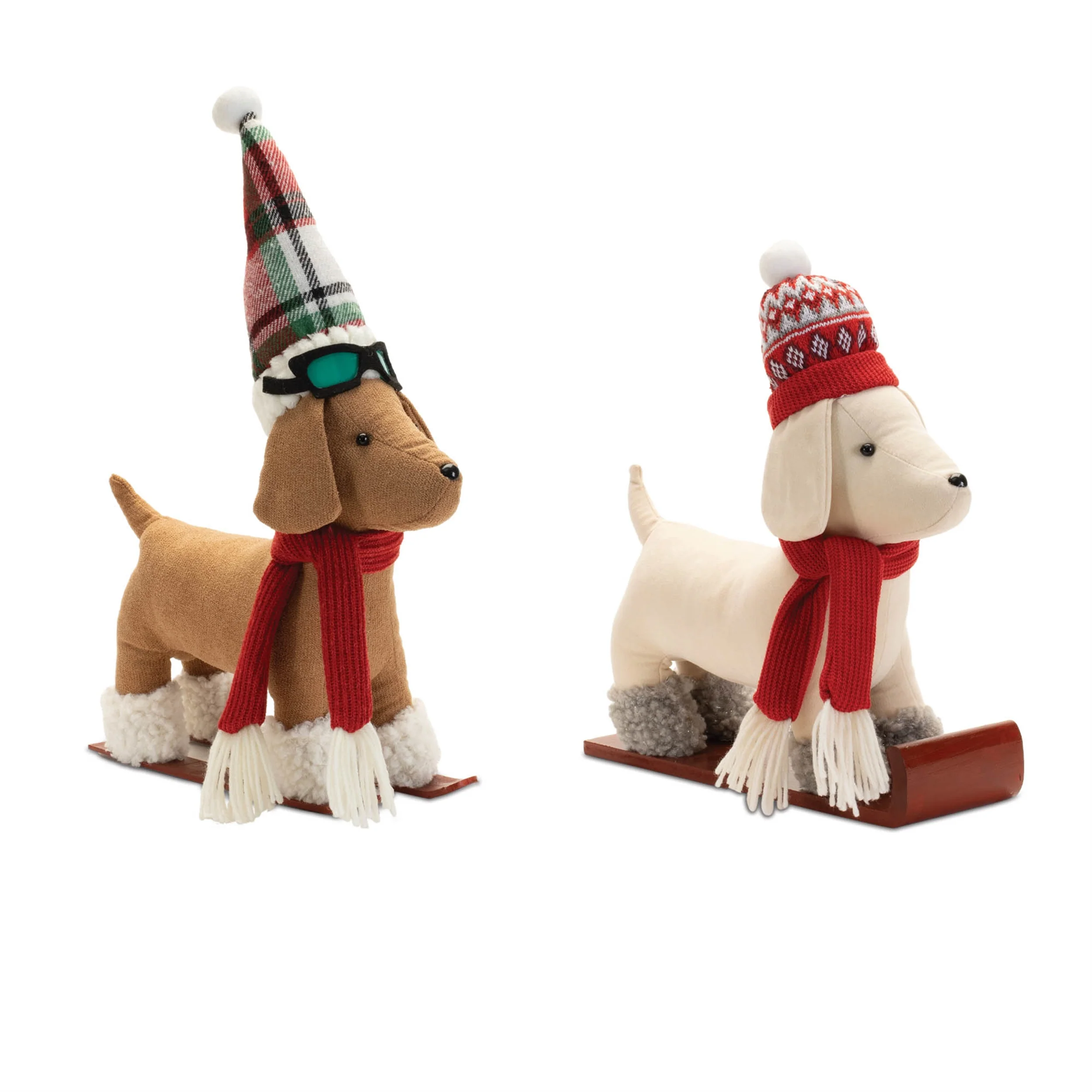 Dog on Sled/Skis Figurine, 13" (2 styles - sold individually)
