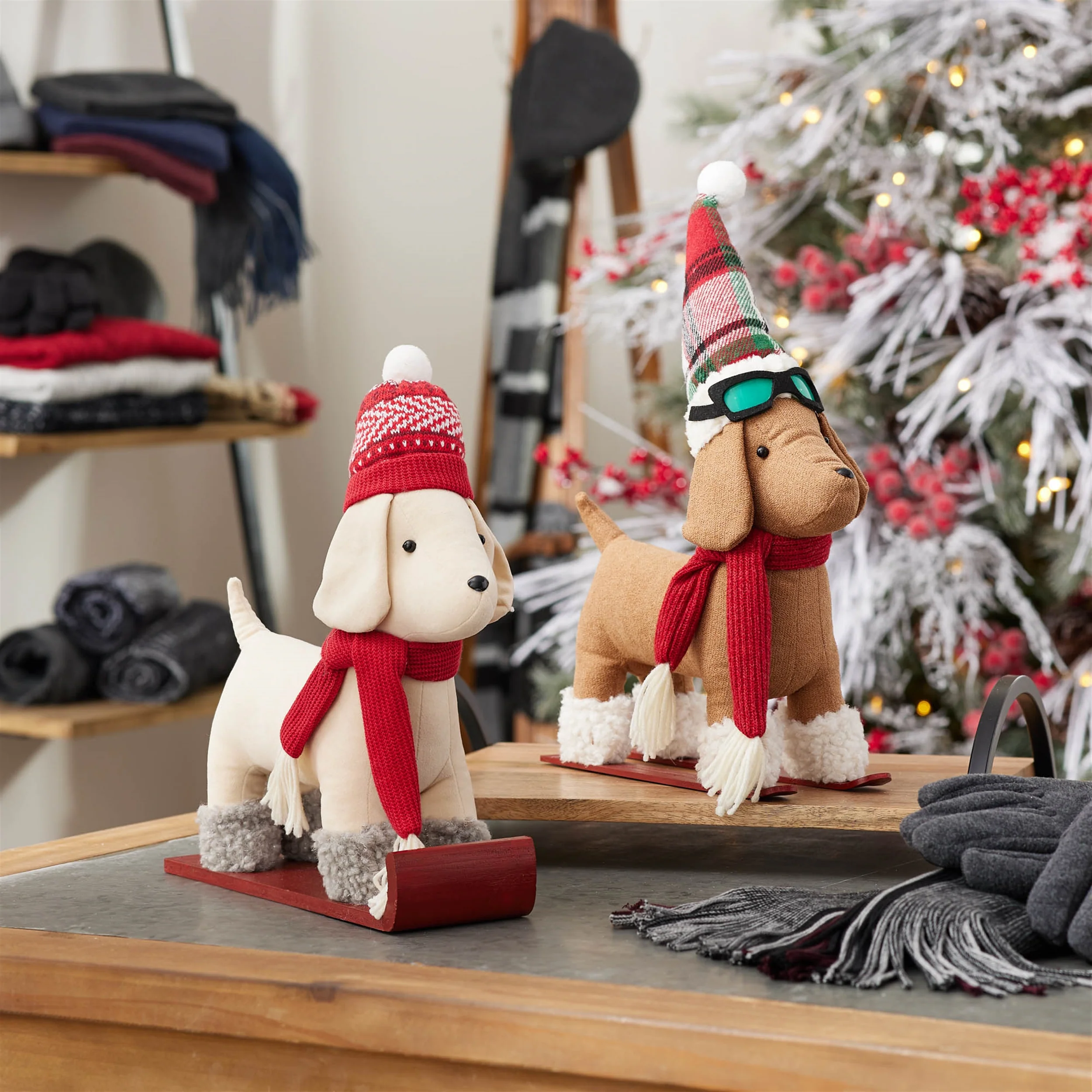 Dog on Sled/Skis Figurine, 13" (2 styles - sold individually) - Image 2
