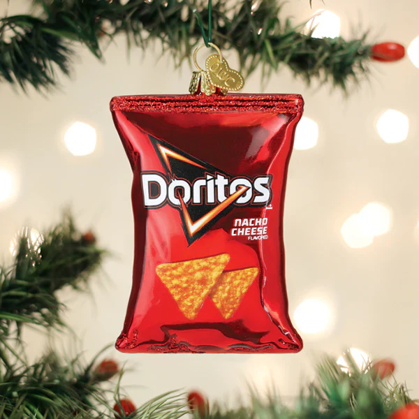 Doritos Nacho Cheese Chips Glass Ornament, 3.25"