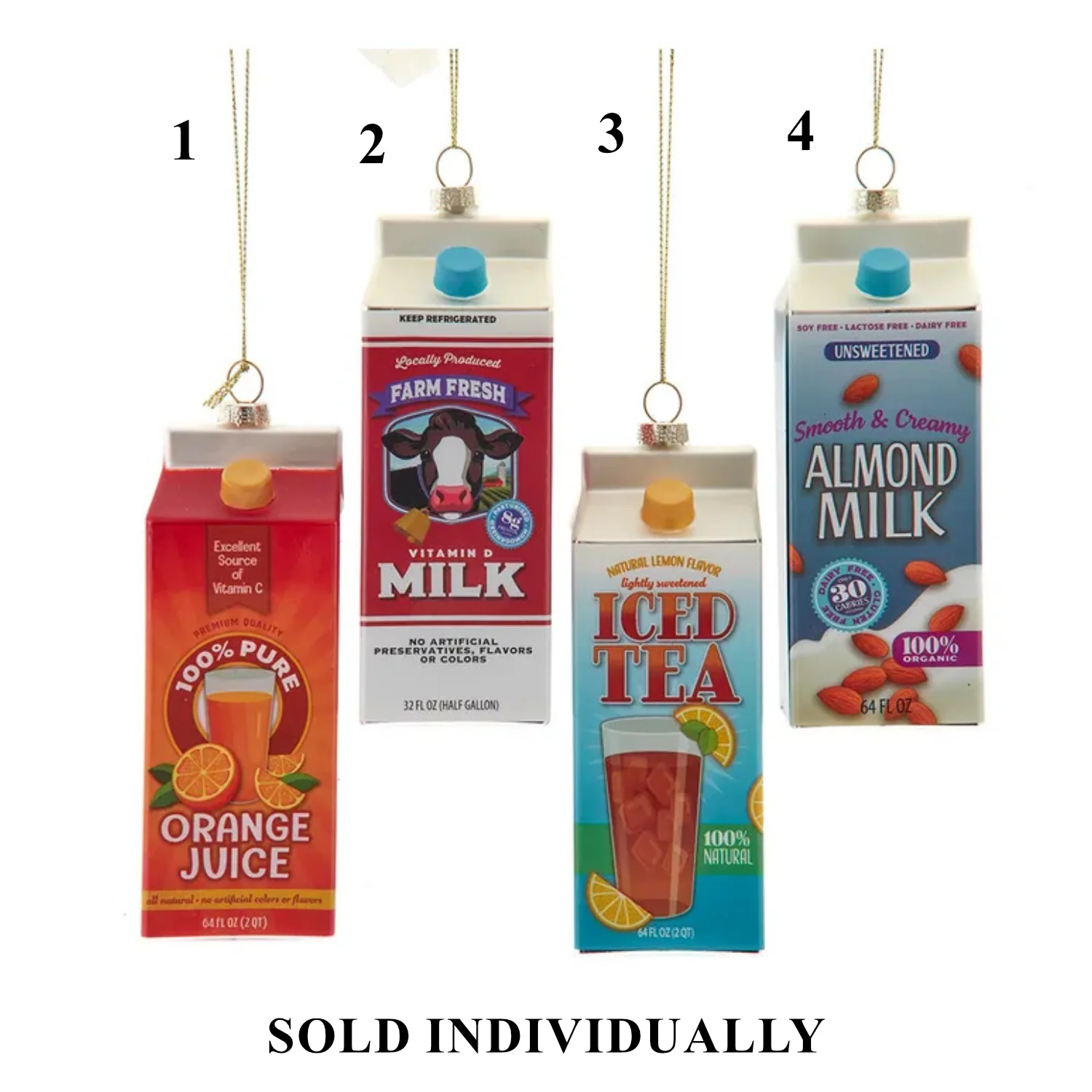 Drink Carton Ornaments, 5.25" (4 styles - sold individually)