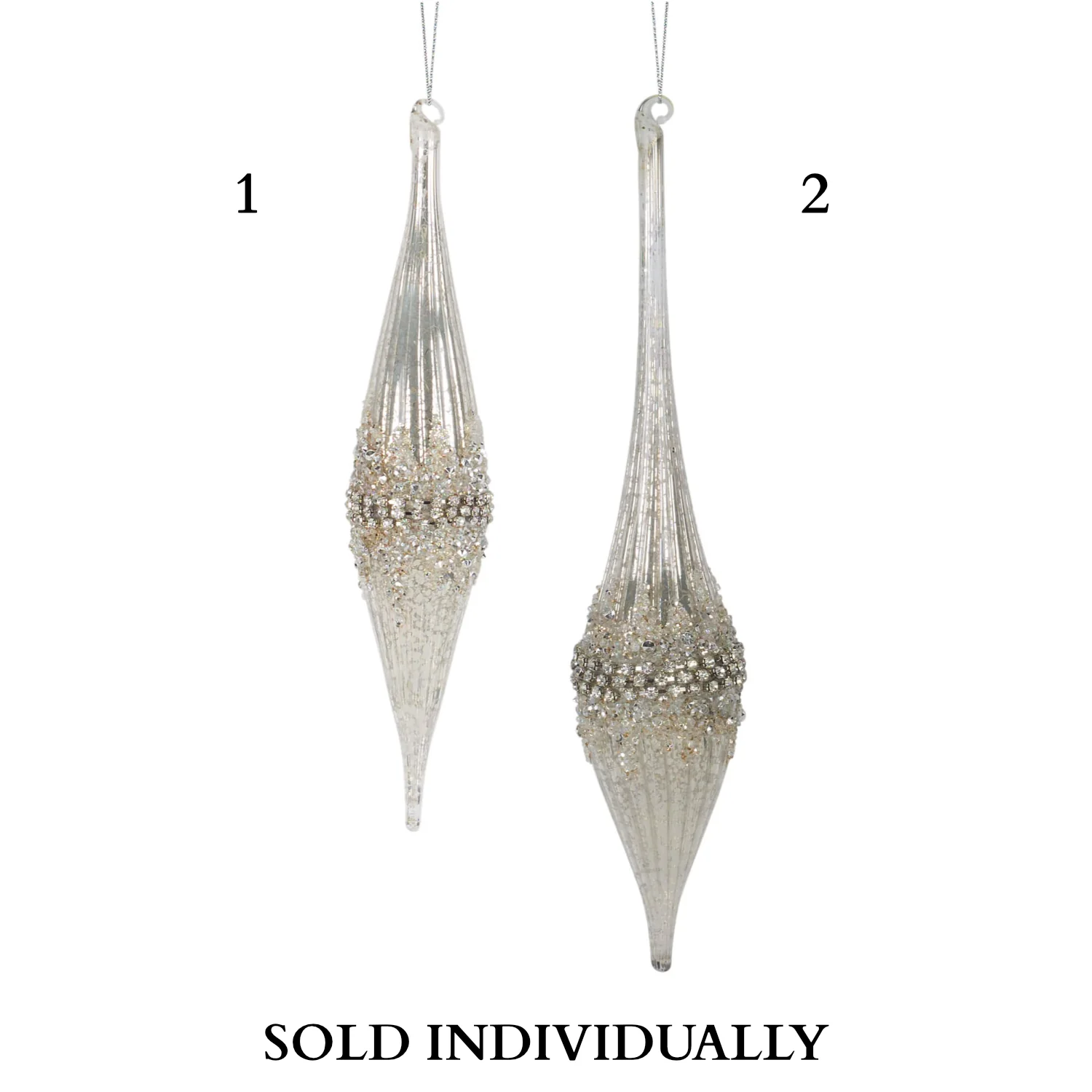 Glass Drop Ornament, 10.5" (2 Styles - sold individually)