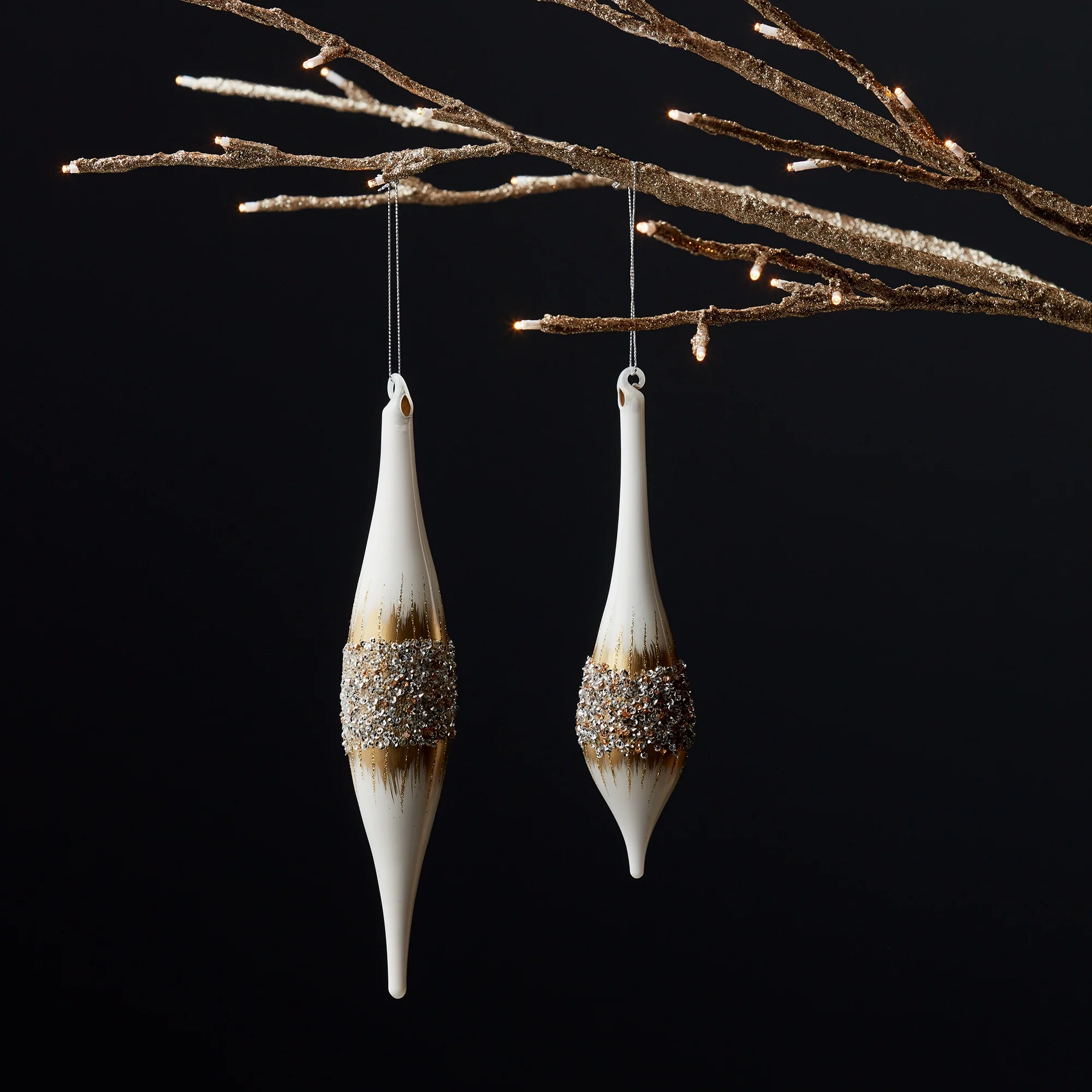 Drop Ornament (2 Styles) 8.75"H / 10.75"H Glass (Sold Individually) - Image 4