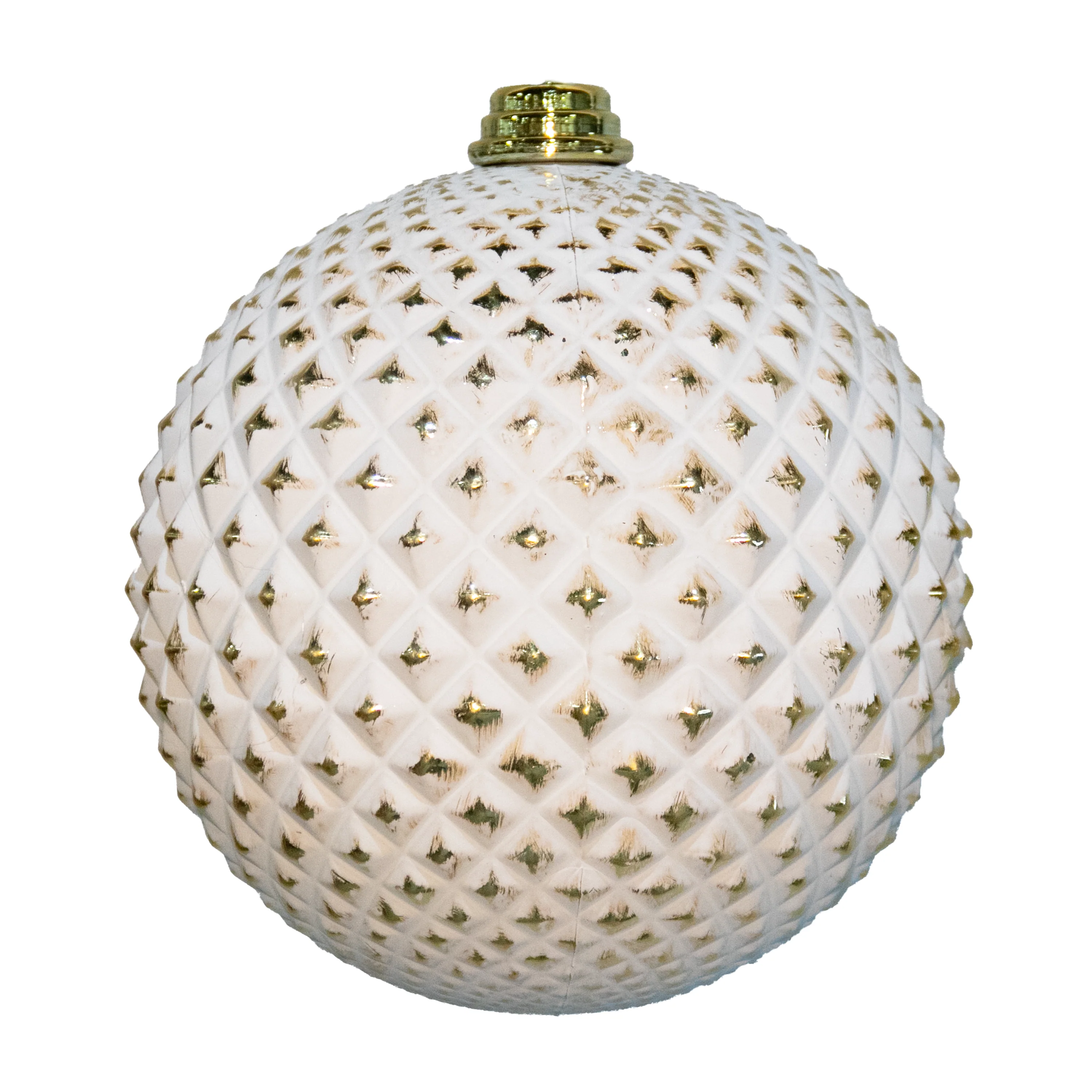 Shatterproof White Gold Shiny Durian Ball Ornament, 8" (200MM)
