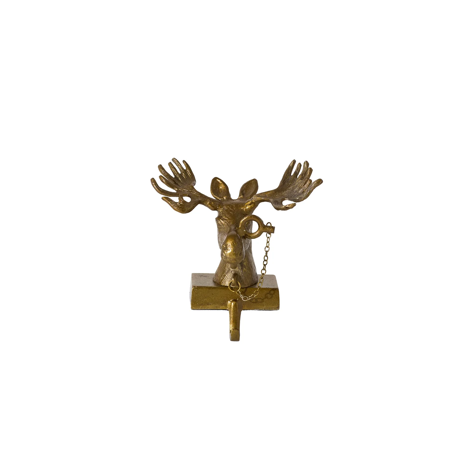 E + E Eugene the Moose Stocking Holder, 7"x 8"x 10" (Antique Gold) - Image 3
