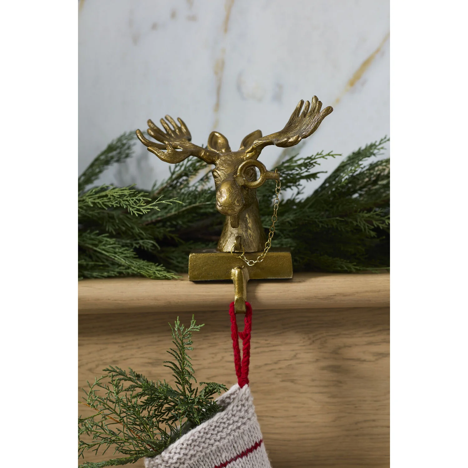 E + E Eugene the Moose Stocking Holder, 7"x 8"x 10" (Antique Gold) - Image 4