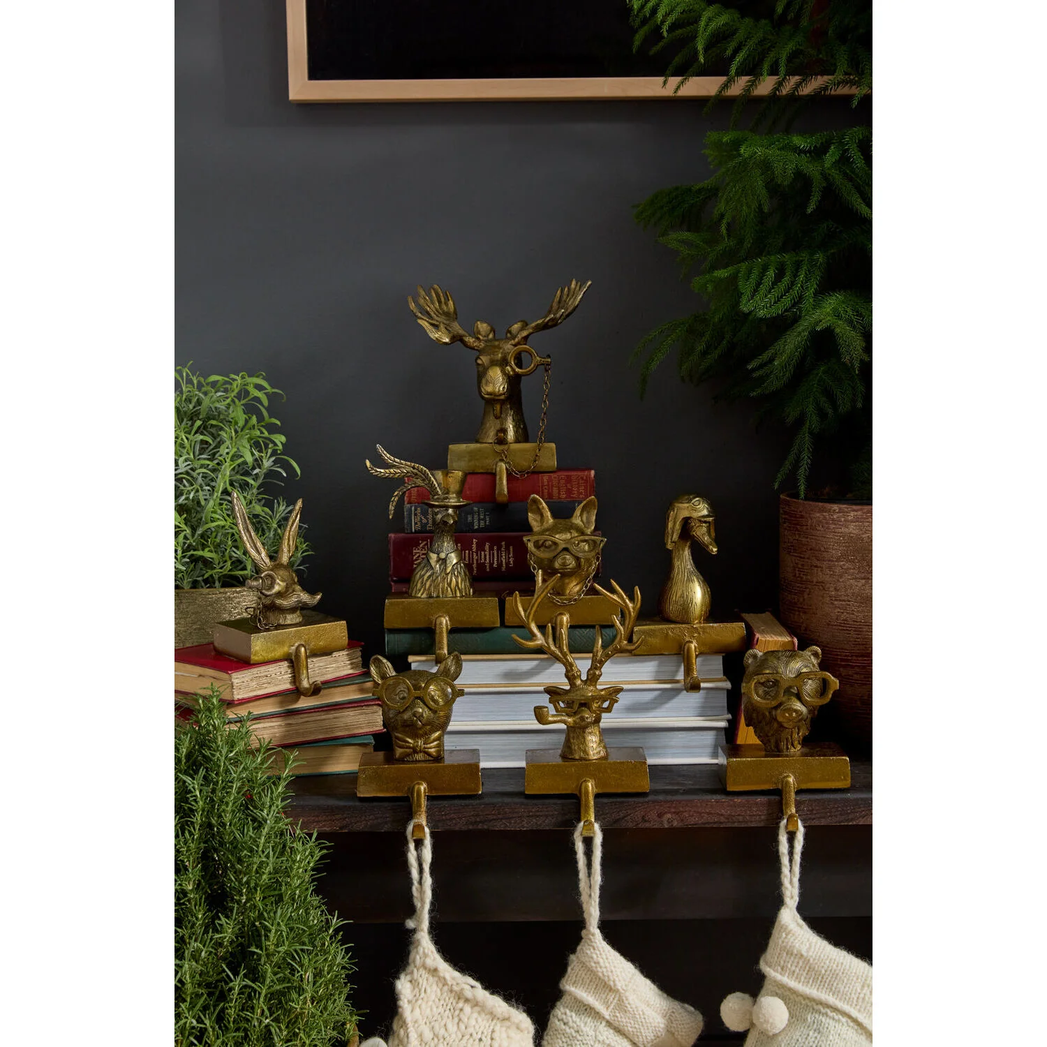 E + E Eugene the Moose Stocking Holder, 7"x 8"x 10" (Antique Gold) - Image 5