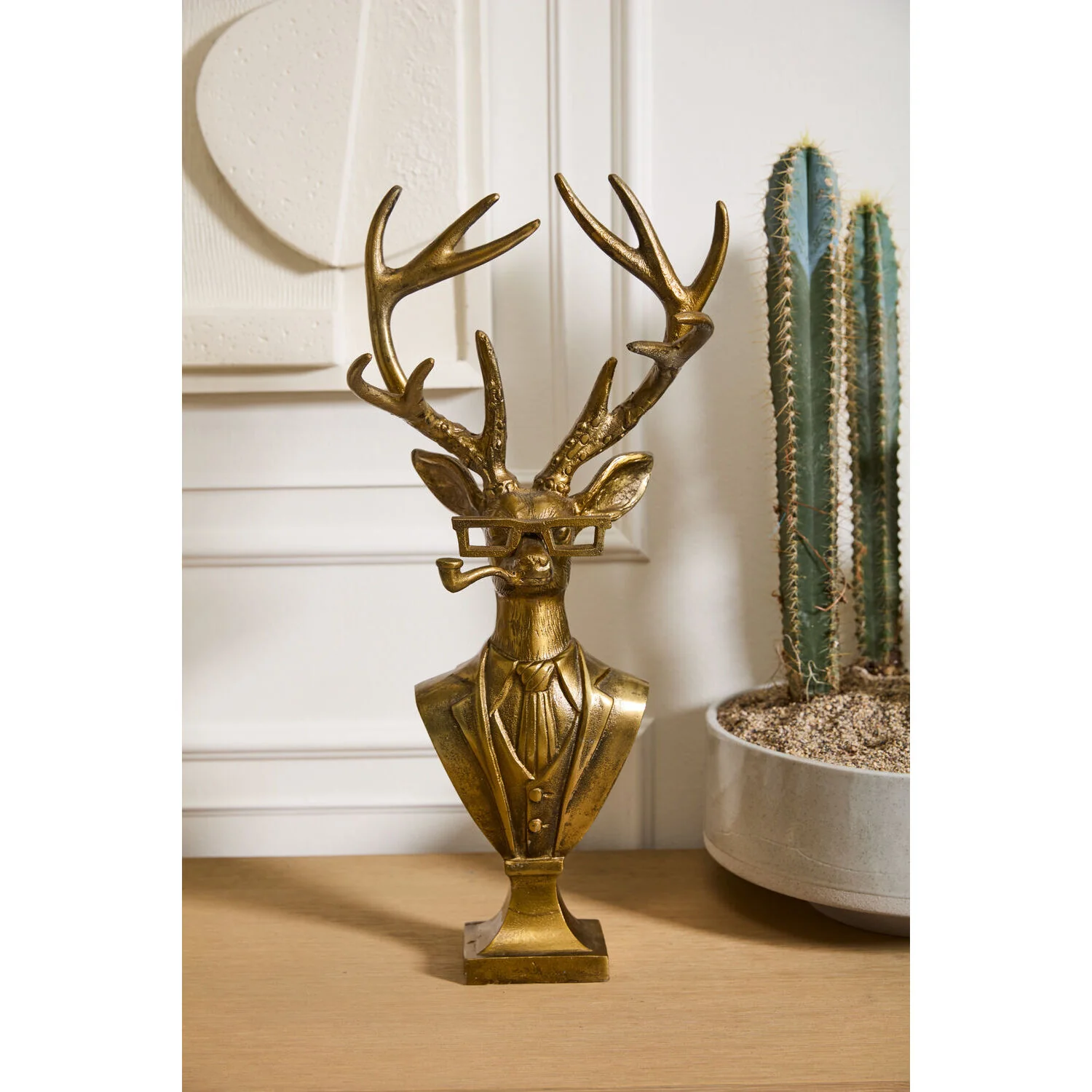 E + E Frankie the Buck Bust Figurine, 10.75"x 5.5"x 22.75" (Antique Gold) - Image 2