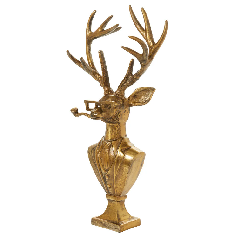 E + E Frankie the Buck Bust Figurine, 10.75"x 5.5"x 22.75" (Antique Gold) - Image 4