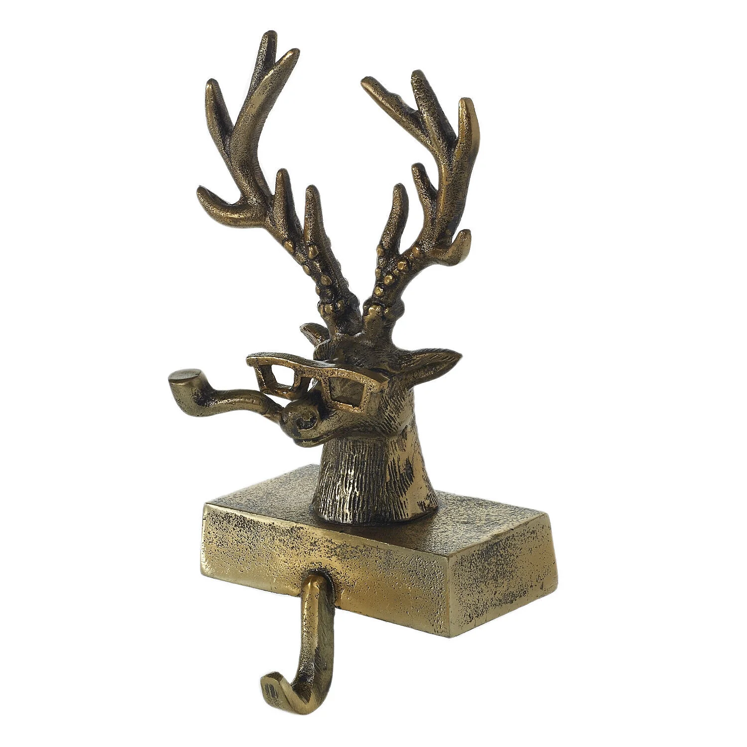 E + E Frankie the Buck Stocking Holder, 4.75"x 2.75"x 9.5" (Antique Gold)