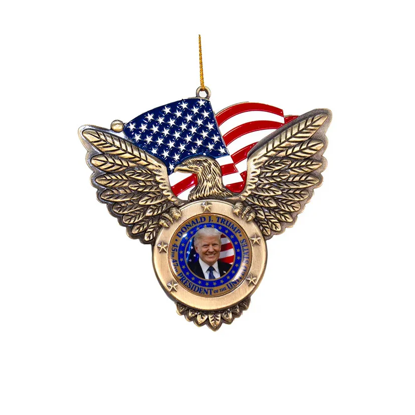 Eagle With Flag and President Trump Image Ornament, 4"