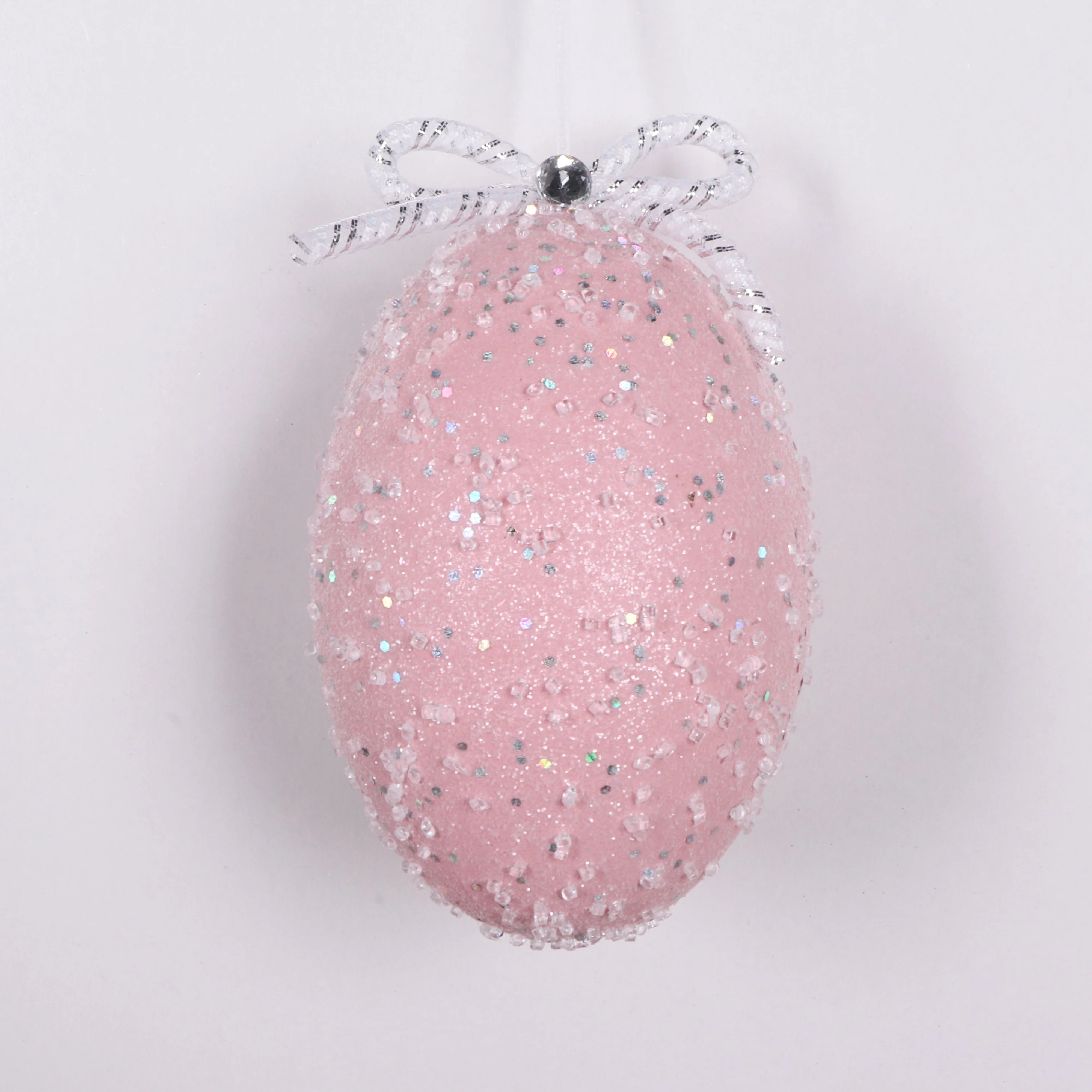 Beaded Morandi Light Pink Easter Egg Ornament, 8.2" (210mm)