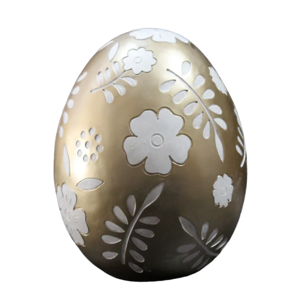 Easter Egg Figurine, 16" (Gold/White) - Image 2