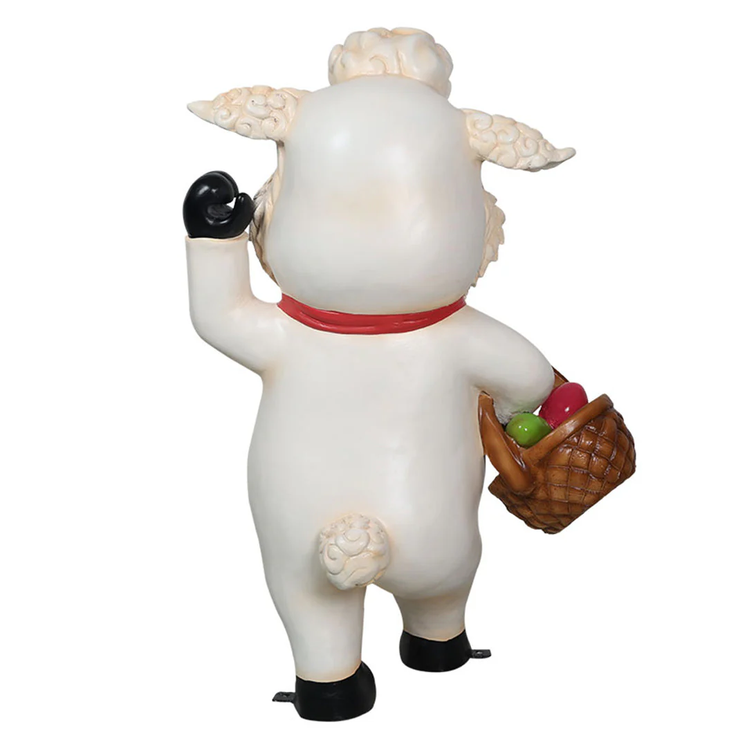 Large Easter Lamb w/Basket of Eggs Figure, 43" - Image 3