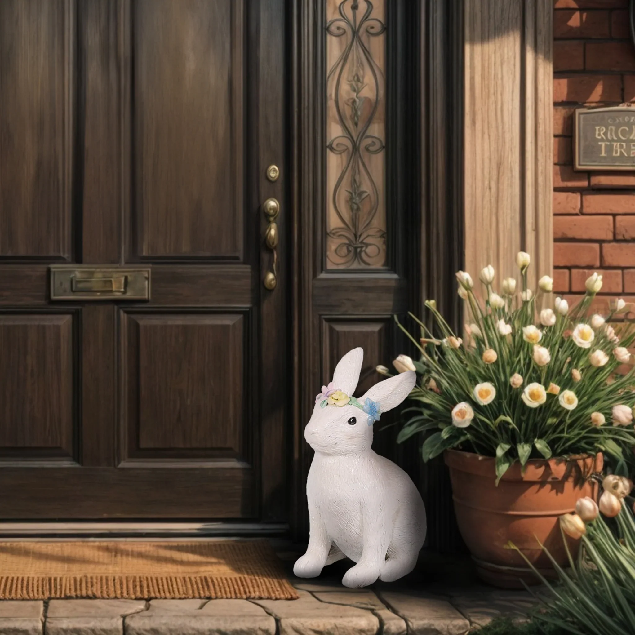 Easter White Sitting Bunny Statue, 20"