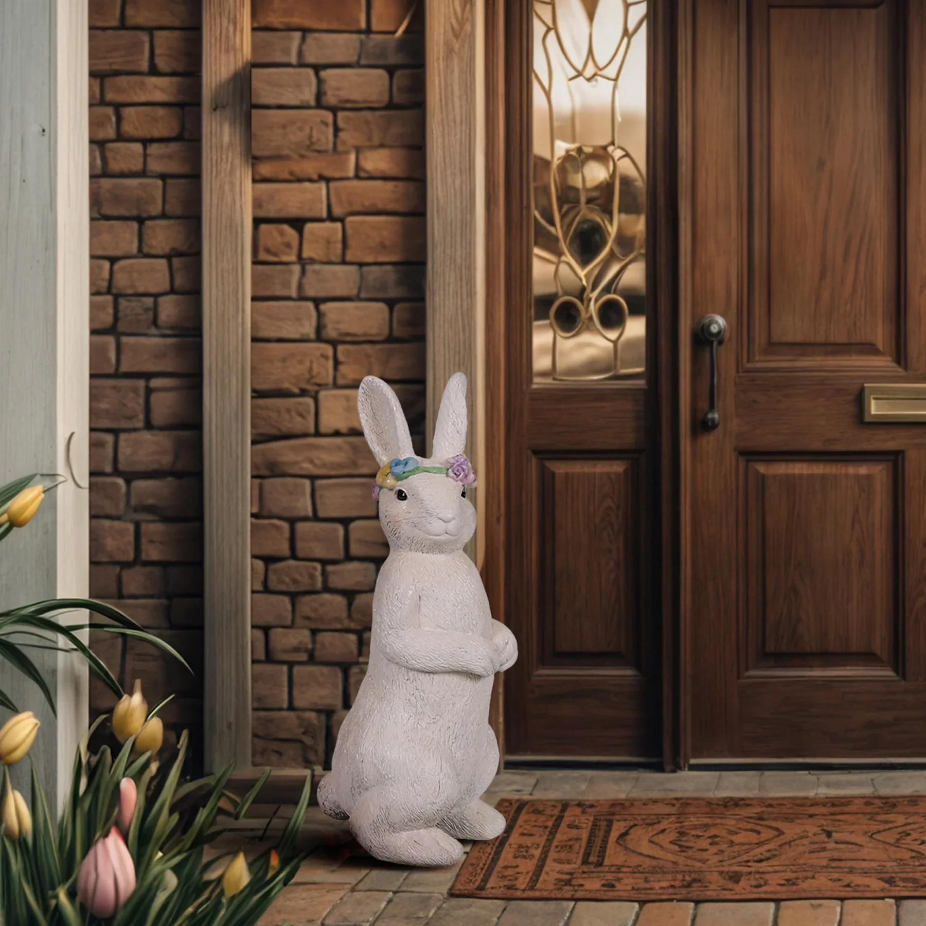Easter White Standing Bunny Statue, 31"