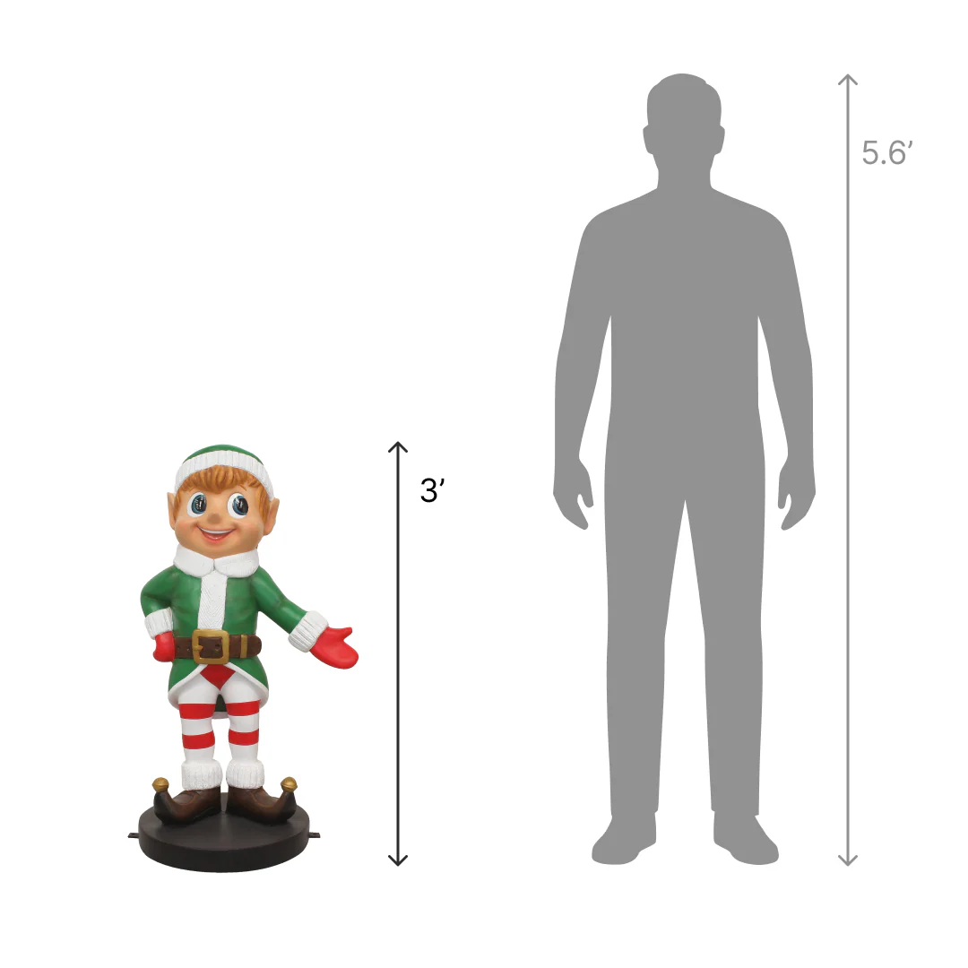 Large Fiberglass Elf Boy Standing Figure, 36" - Image 2