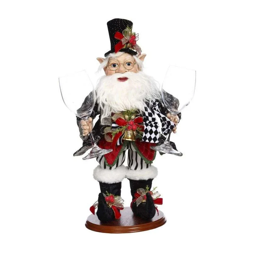 Elf w/Wine Glasses Figurine, 20"