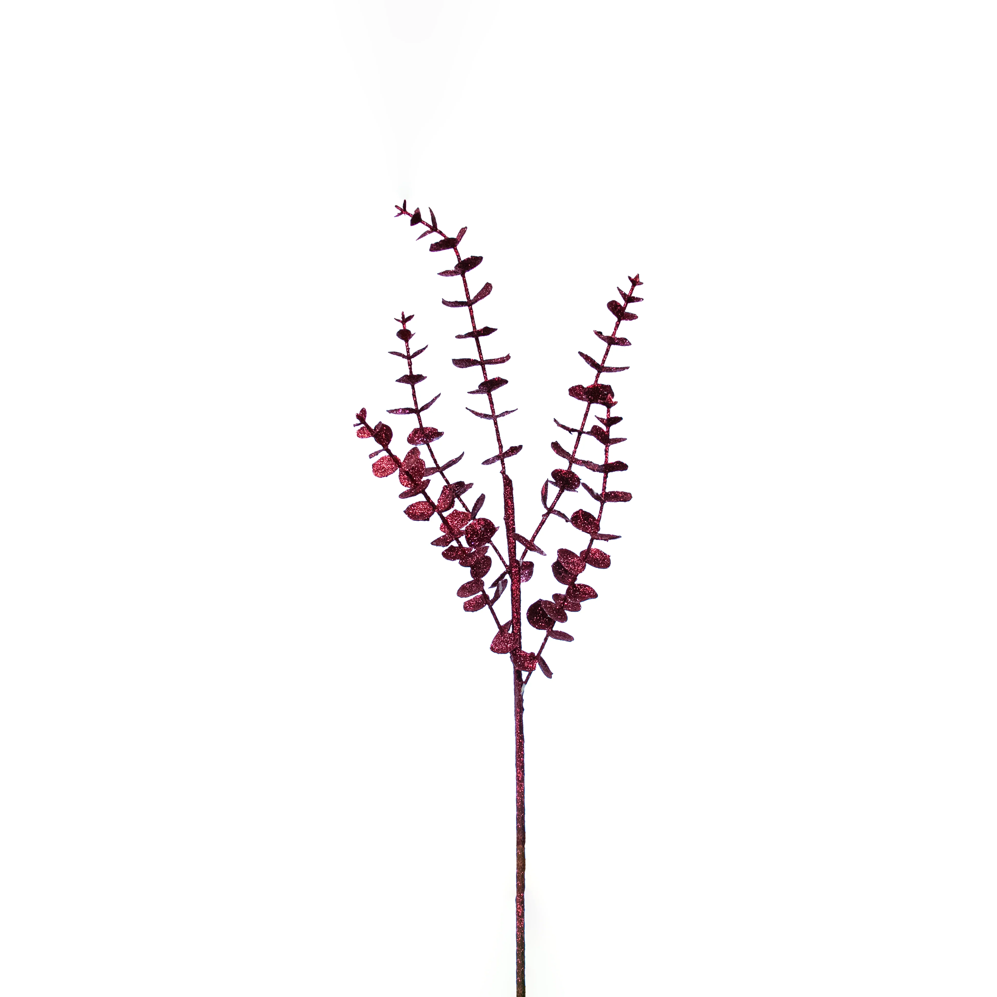 Eucalyptus Stem, Burgundy with Glitter Finish, 25"