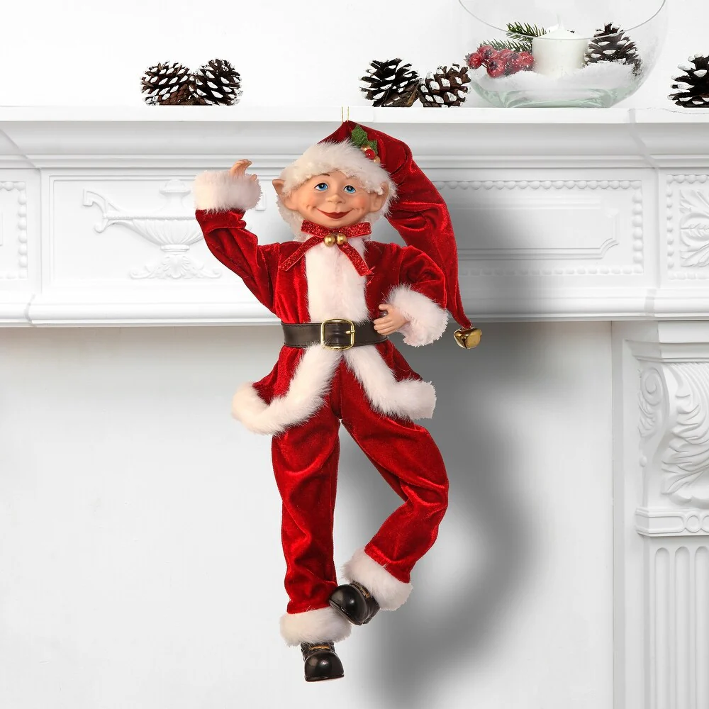 Fabric Traditional Bendable Elf Ornament, 17" - Image 2