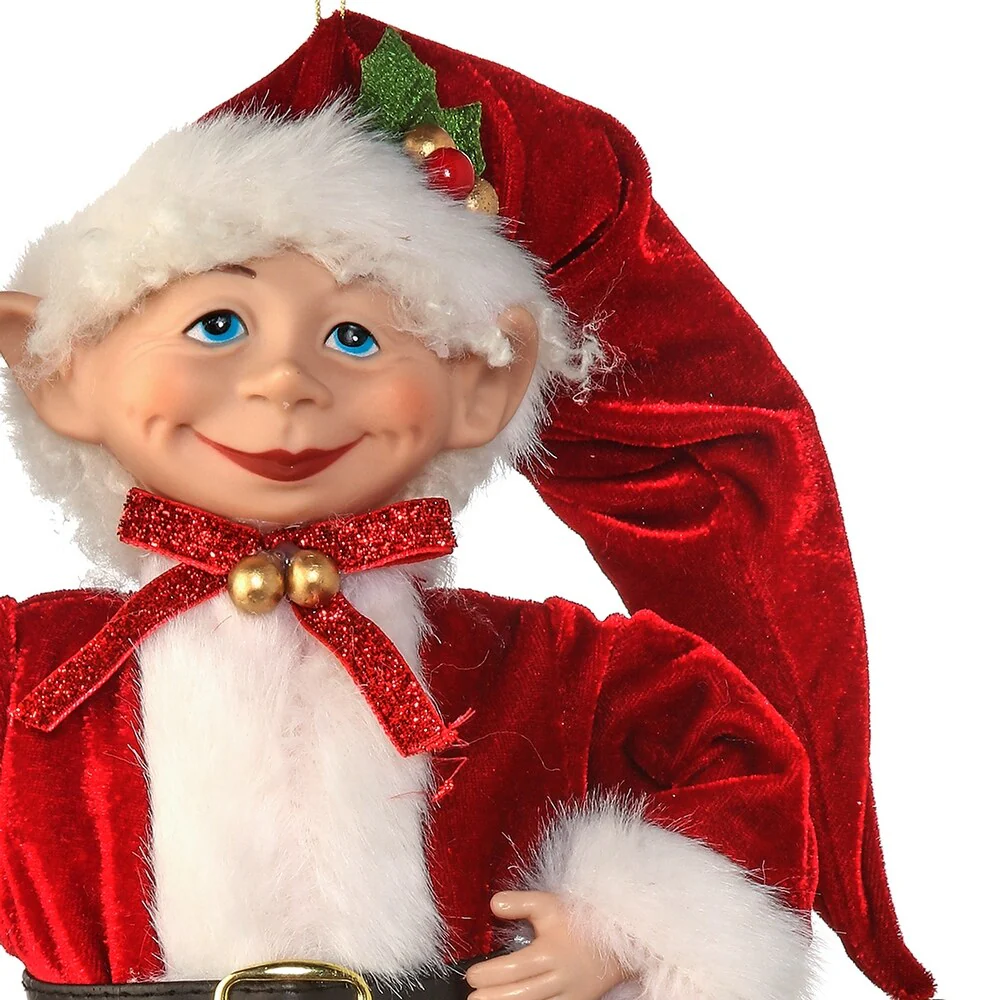 Fabric Traditional Bendable Elf Ornament, 17" - Image 3