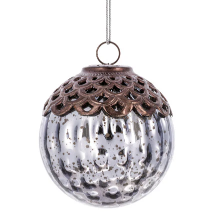 Faceted Glass Ball Ornament, 4" (2 styles - sold individually) - Image 2