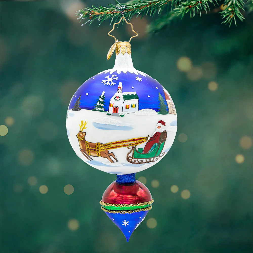 Fantasia Sleigh Ride Drop Glass Ornament, 6" - Image 2