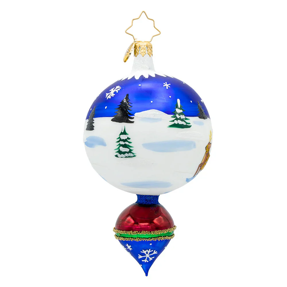 Fantasia Sleigh Ride Drop Glass Ornament, 6" - Image 3